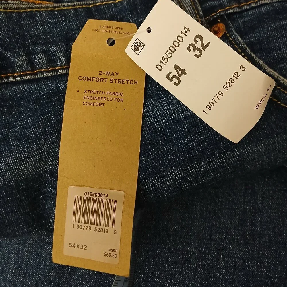 NWT Levi's 550 Jeans Mens 54X32 Big & Tall Relaxed Blue Denim Stretch